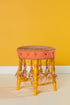 FEATHER DETAILED MINK ORANGE OVAL STOOL