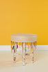 BEAD N LINSEED FEATHER DETAILED STOOL