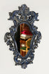 BLUE & WHITE ANTIQUE HAND CARVED MIRROR