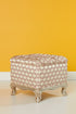 DIAMOND SHAPE DETAILED SILVER LEG POUF