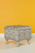 VEIN PATTERNED HANDMADE SILVER LEG POUF