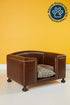 GINGHAM BROWN LEATHER CAT & DOG CHAIR